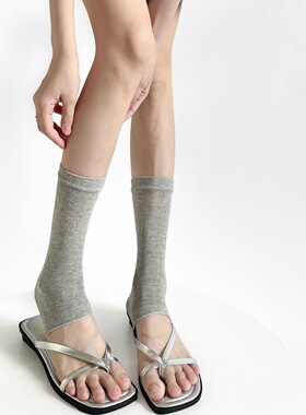 夏季薄款透气纯色踩脚袜套miu系百搭半截堆堆中筒袜竖纹白色腿套