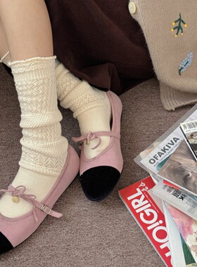 IOULOR秋冬复古小腿袜纯色针织袜子女中筒袜ins风显瘦日系堆堆袜