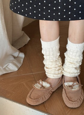 IOULOR秋冬保暖麻花纹显瘦袜套女日系纯色百搭堆堆护腿套jk小腿袜