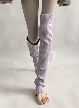 lulu同款秋冬灰色针织袜套搭鲨鱼裤保暖长筒过膝袜显瘦堆堆护腿套