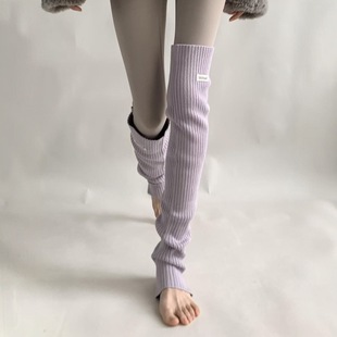 lulu同款 保暖长筒过膝袜显瘦堆堆护腿套 秋冬灰色针织袜套搭鲨鱼裤