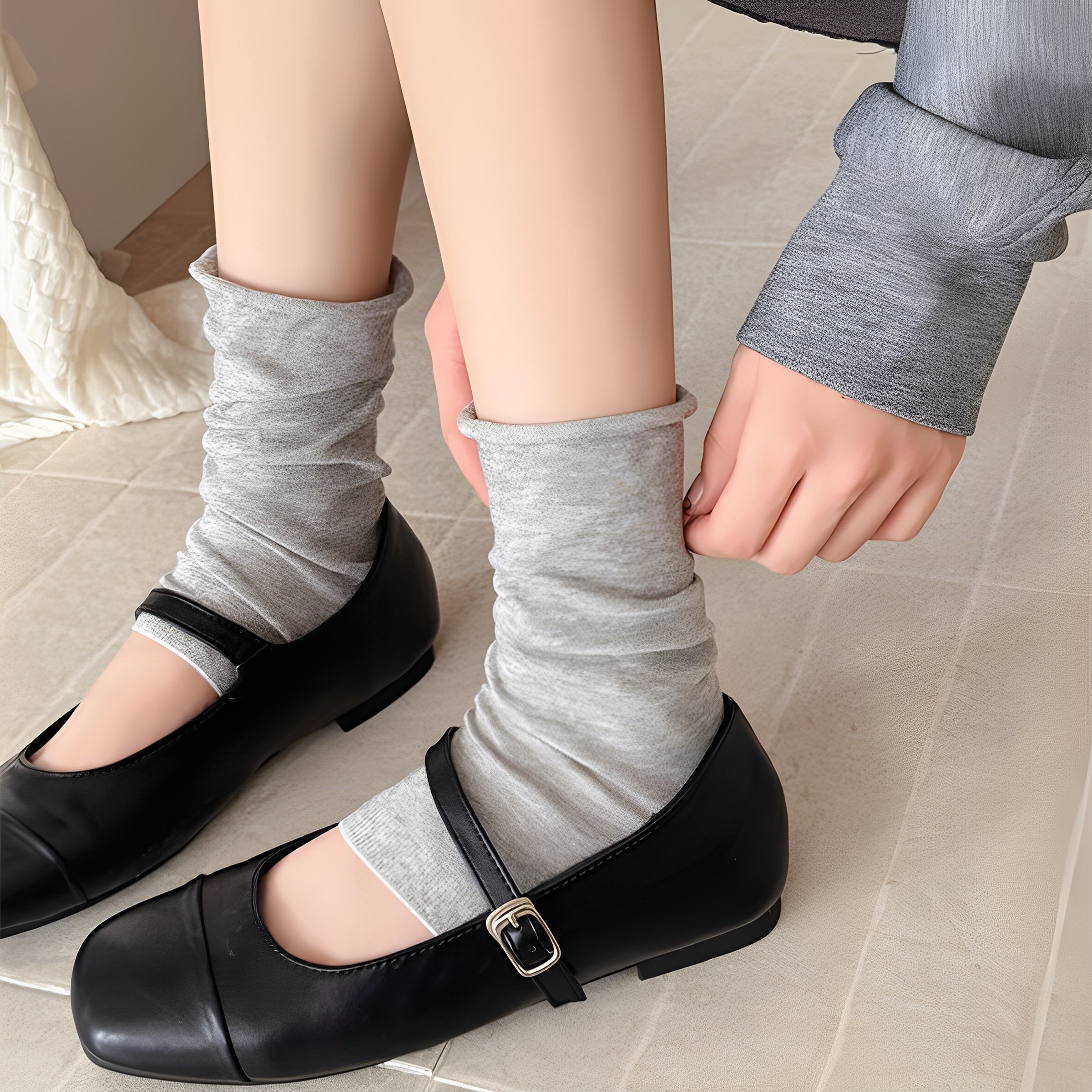 春夏薄款芭蕾风踩脚袜套短款半截ins风卷边堆堆袜子纯色百搭腿套,女士内衣/男士内衣/家居服,中筒袜,淘宝优惠券,粉丝福利购,淘宝优惠卷