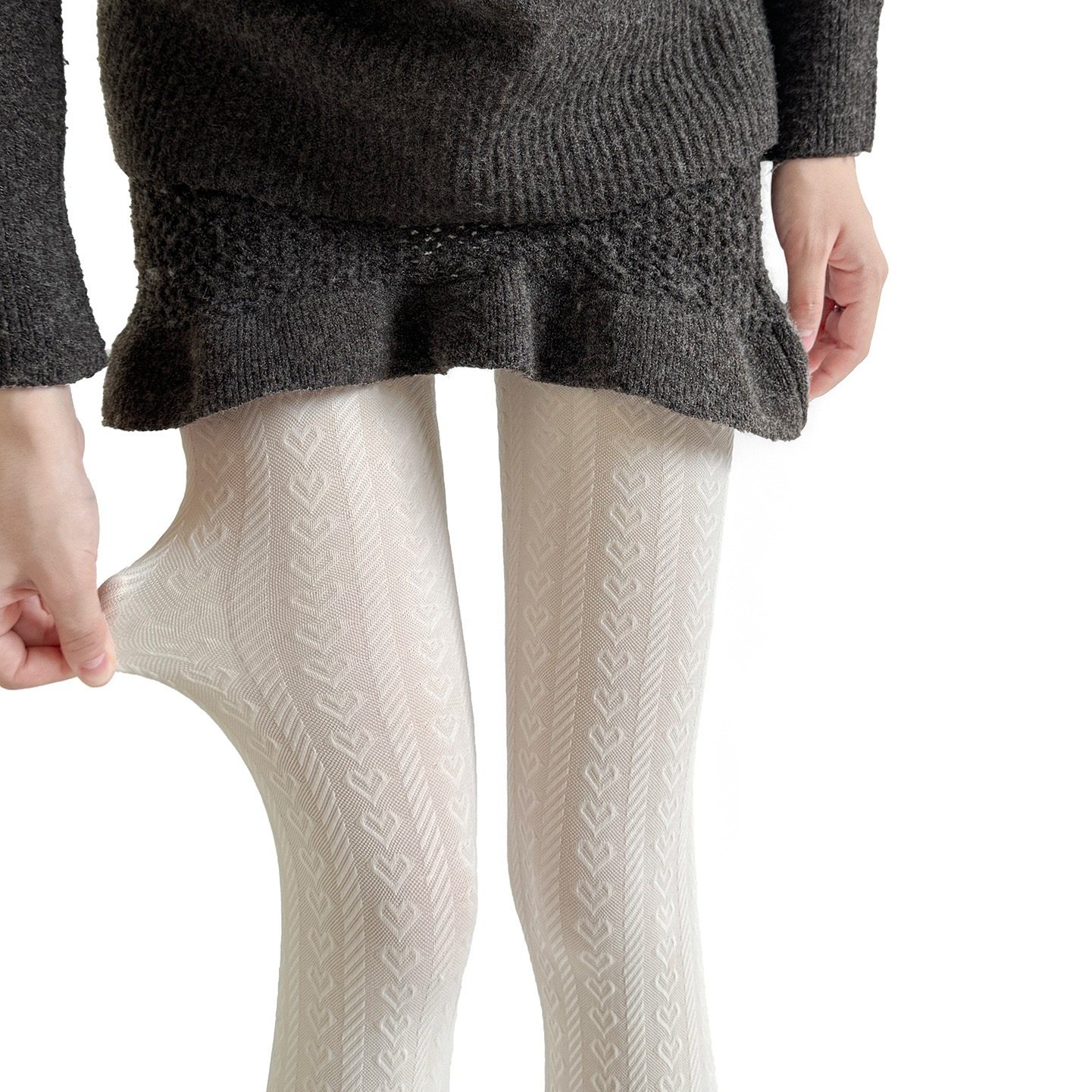 显瘦女竖条纹爱心纹路显瘦连裤袜