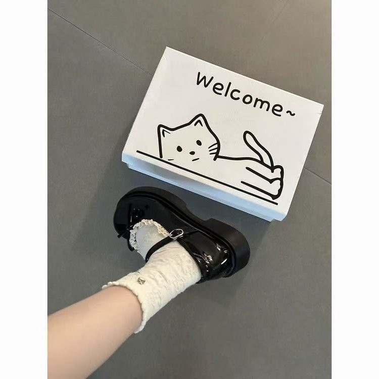 2026夏季新款蕾丝蝴蝶结玛丽珍鞋女厚底圆头浅口软底Lolita小皮鞋