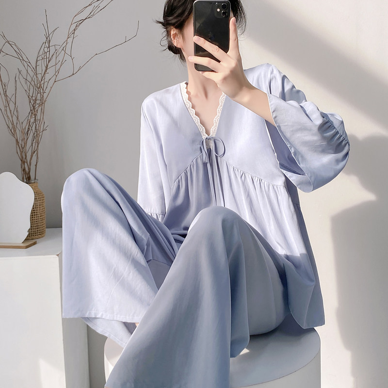 带胸垫棉绸睡衣女春夏