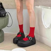 新款 真皮厚底玛丽珍鞋 女一字扣小皮鞋 欧洲站2025春季 单鞋 百搭欧货