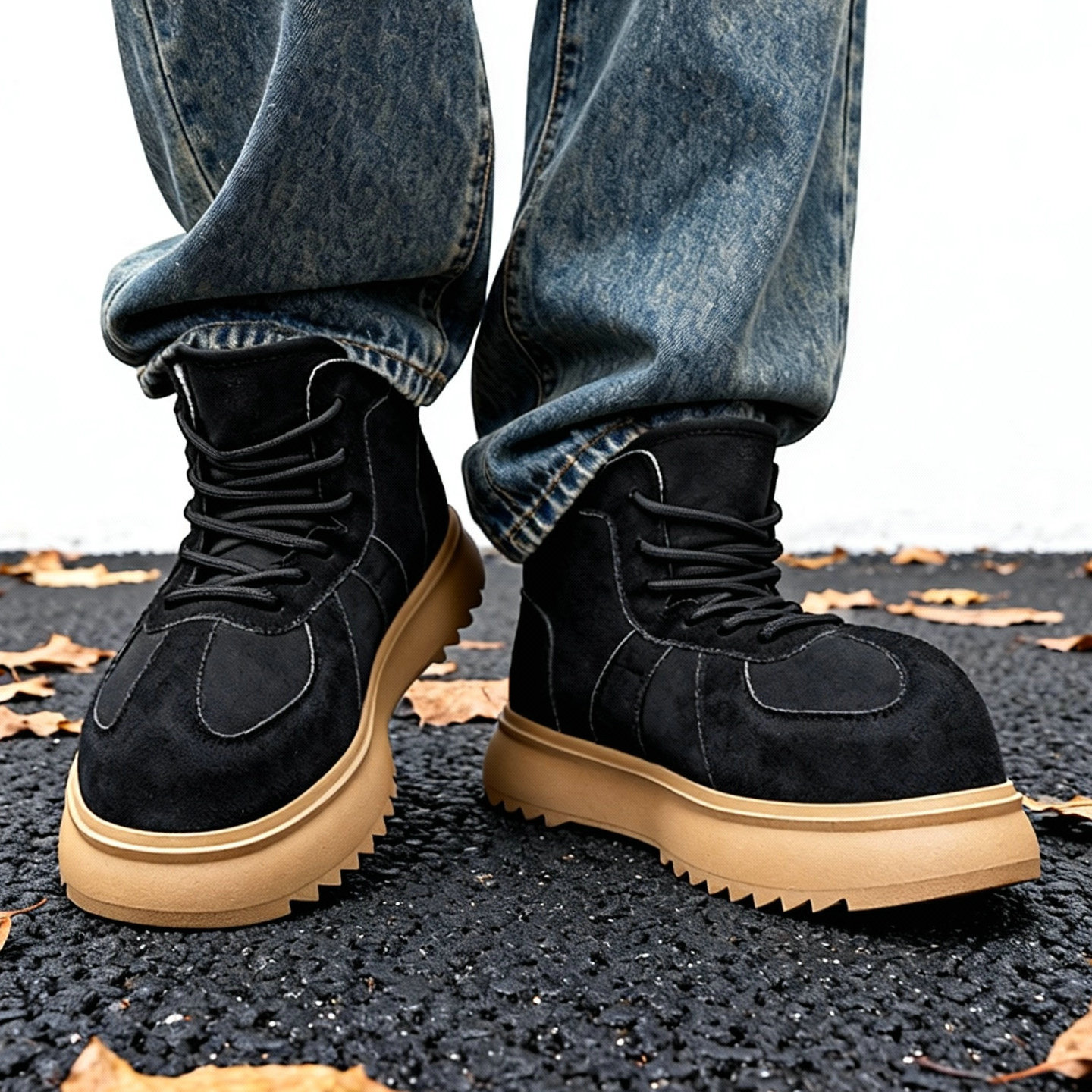 大头雪地靴男鞋冬季高帮棉鞋日系保暖棉靴加厚毛靴厚底加绒马丁靴