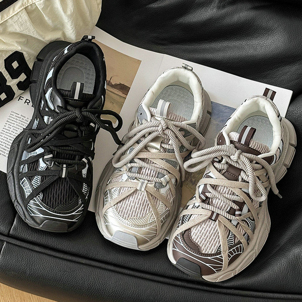 老爹鞋男夏季小众美式双鞋带巴黎国潮绑带厚底增高休闲透气网面鞋,流行男鞋,老爹鞋,淘宝优惠券,粉丝福利购,淘宝优惠卷