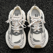 男鞋 男士 透气黑色高级感巴黎潮牌时尚 网面小众休闲潮鞋 老爹鞋 夏季