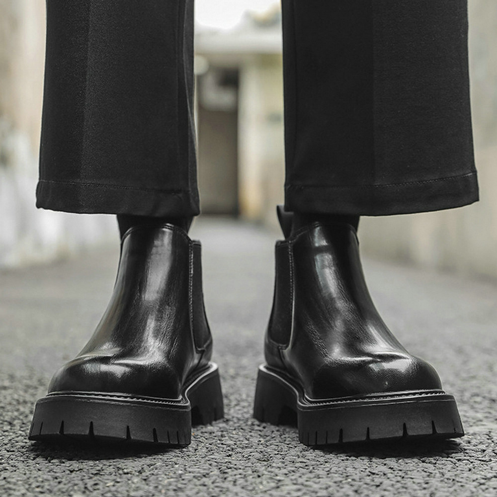 男士切尔西靴英伦轻奢厚底真皮马丁靴高帮皮靴子黑色时尚棕色短靴,流行男鞋,切尔西靴,淘宝优惠券,粉丝福利购,淘宝优惠卷