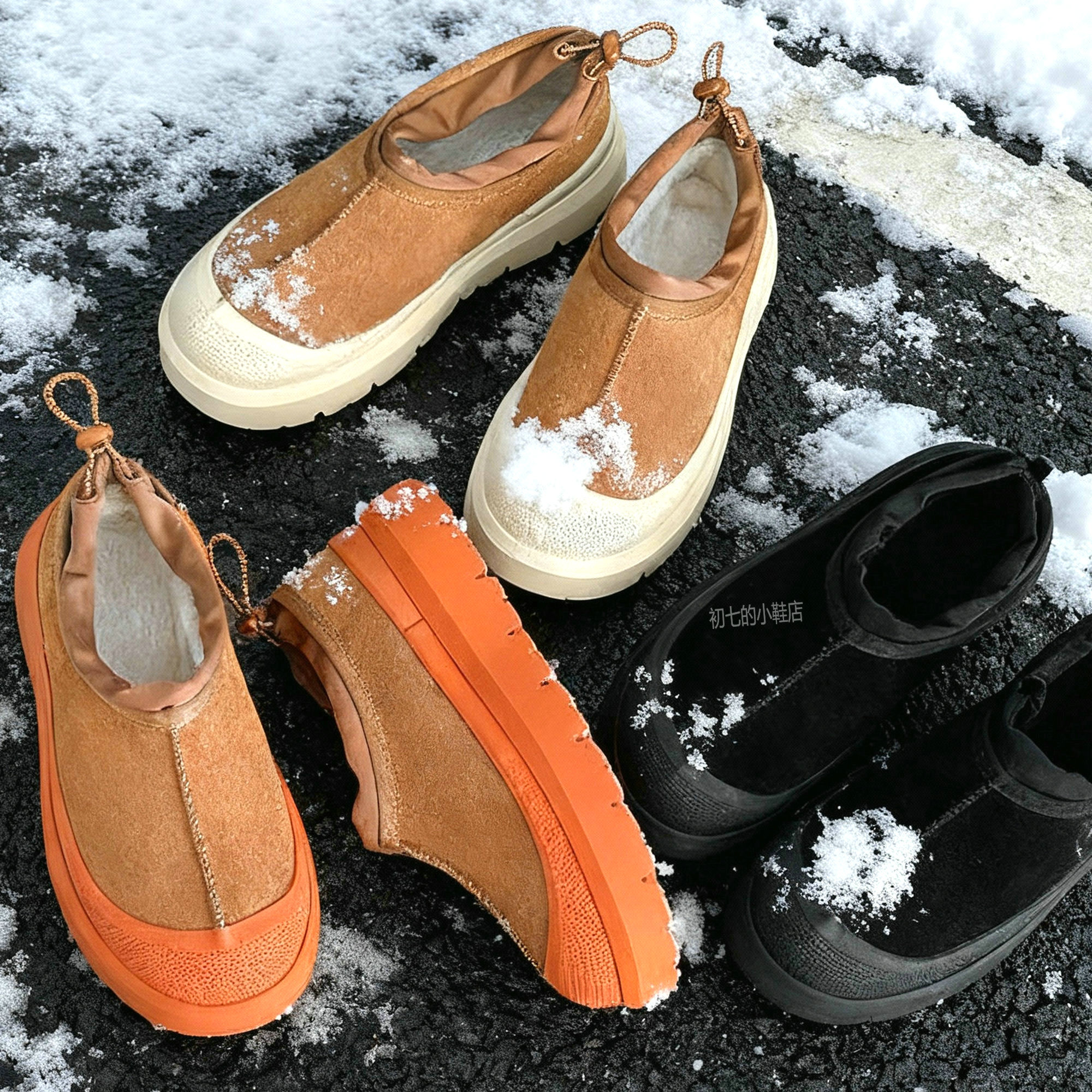 冬季男鞋防滑棉鞋户外穿加绒懒人鞋厚底工装一脚蹬板鞋低帮雪地鞋