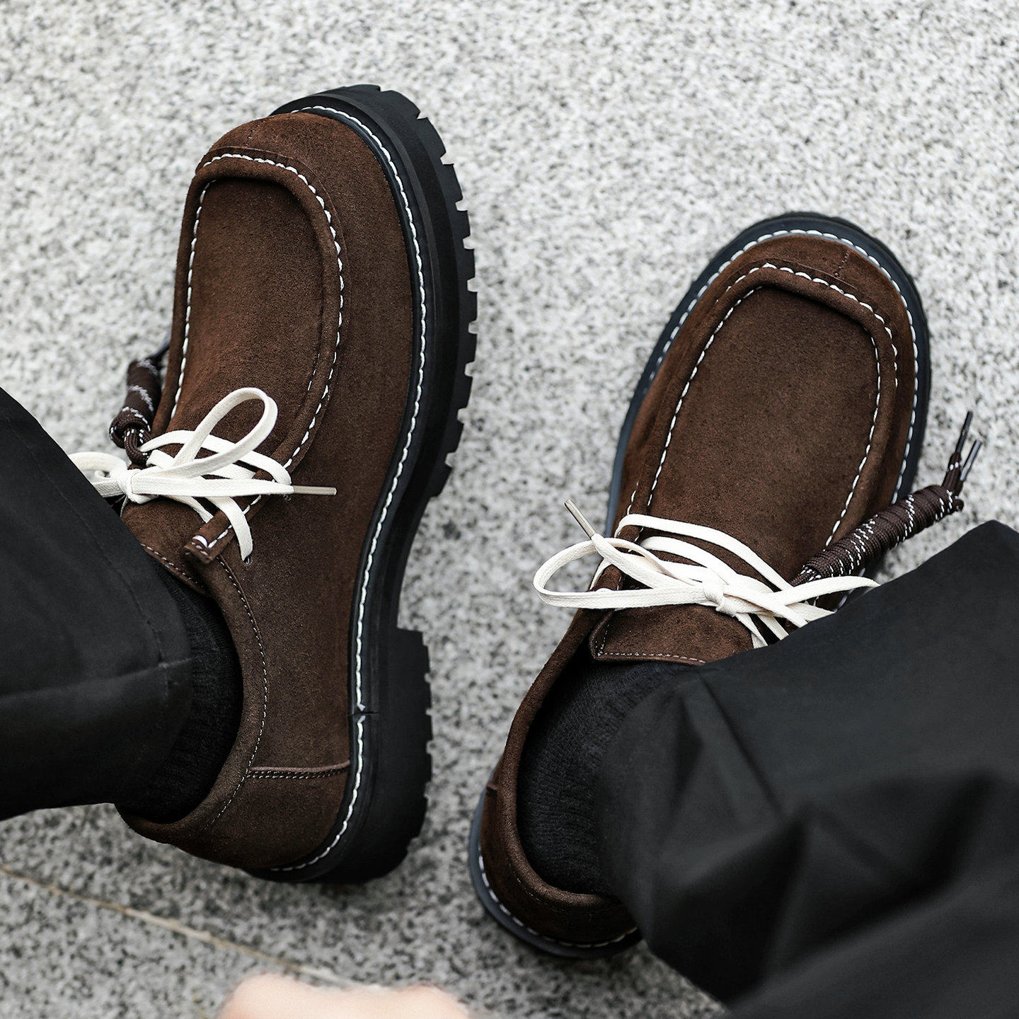 德比鞋男鞋老钱风英伦复古咖色日系袋鼠鞋真皮乐福鞋港风厚底皮鞋