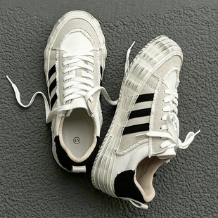 脏脏鞋男鞋小众板鞋厚底硫化做旧乞丐鞋美式街头解构溶解鞋帆布鞋