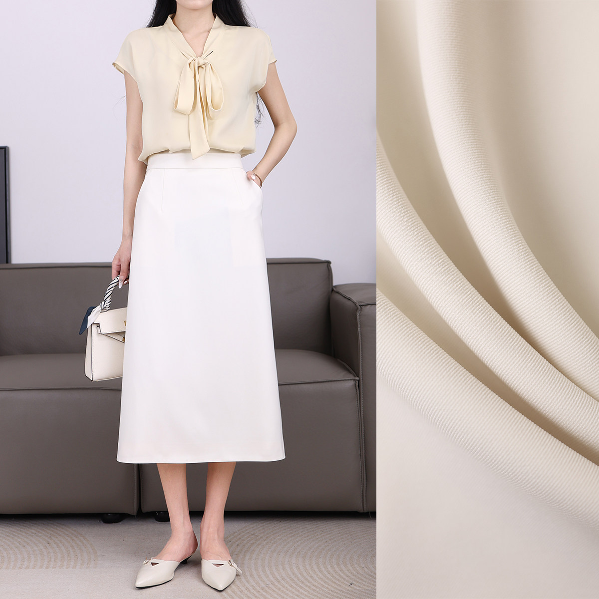 【新春特惠】西装直筒半身裙春夏高腰口袋开衩裙气质显瘦a字包裙