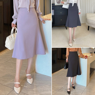 【年终大促】中长款鱼尾半身裙2026春季高腰西装裙气质垂感a字裙