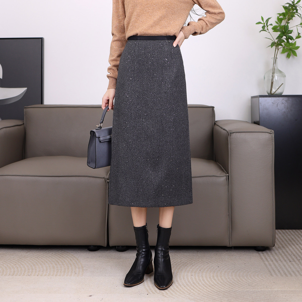 【年终大促】羊毛呢亮片半身裙小香风女秋冬高级设计感直筒长裙,女装/女士精品,半身裙,淘宝优惠券,粉丝福利购,淘宝优惠卷