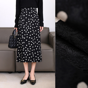 刺绣波点半身裙女春季 高腰显瘦直筒裙气质口袋a字包臀裙 2026新款