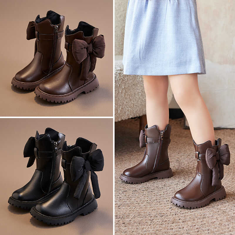 马丁皮靴保暖加绒中筒儿童洋气