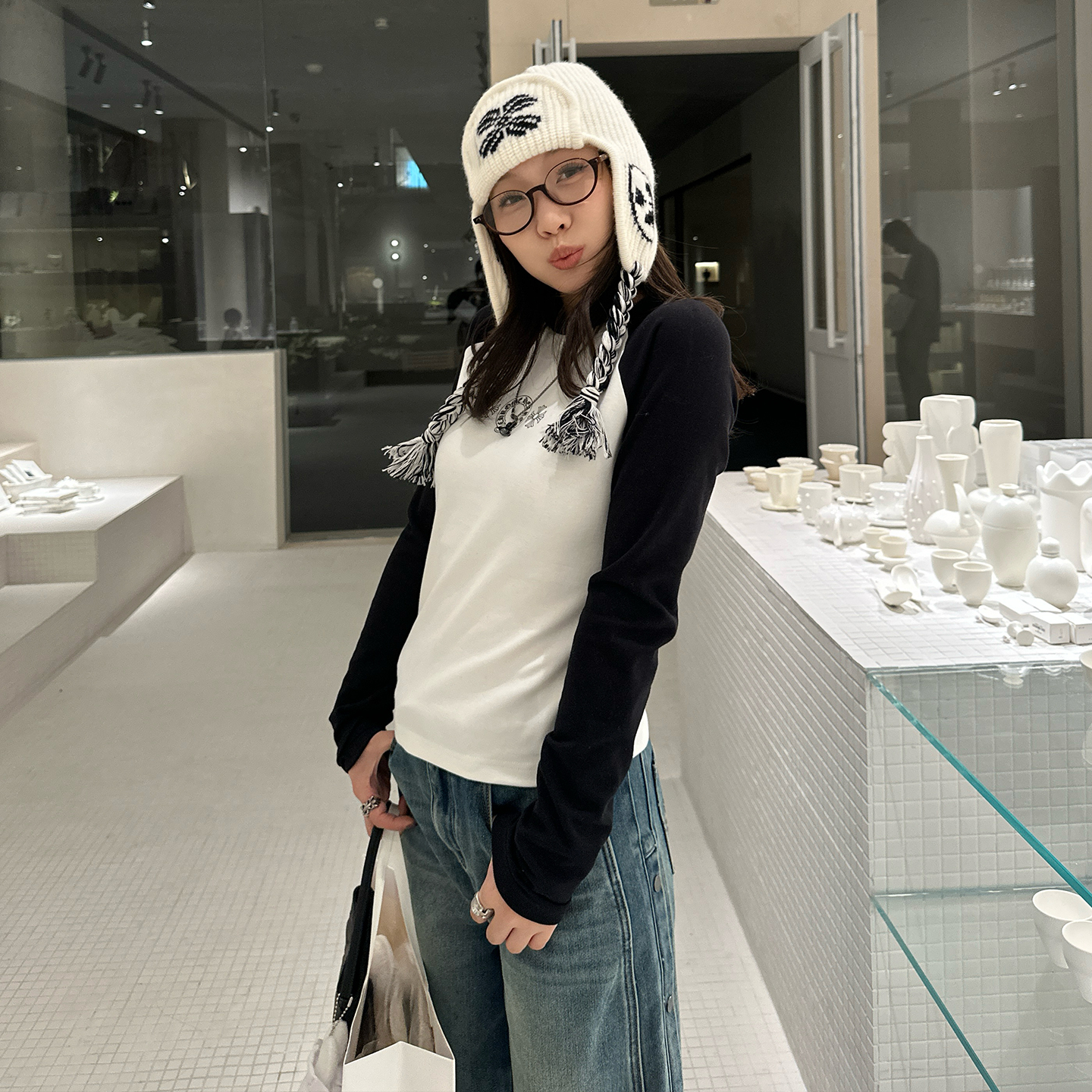 Our2【克罗打底T】2025秋冬新款休闲百搭套头长袖拼接打底T恤上衣