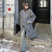 Our2时尚 设计感宽松外套 韩版 气质牛角扣羊毛大衣女冬季 2024新款