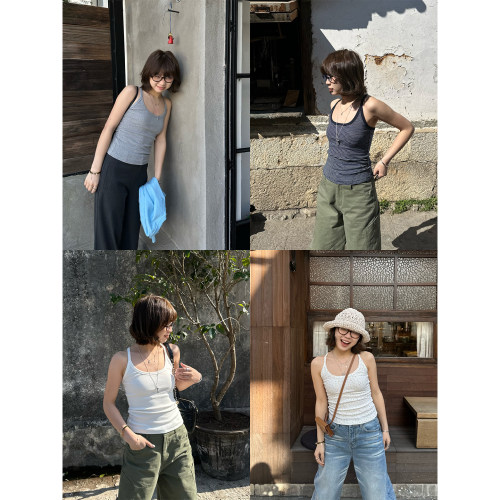 Our2【四色吊带】【不带胸垫】修身百搭舒适背吊带背心内搭上衣女
