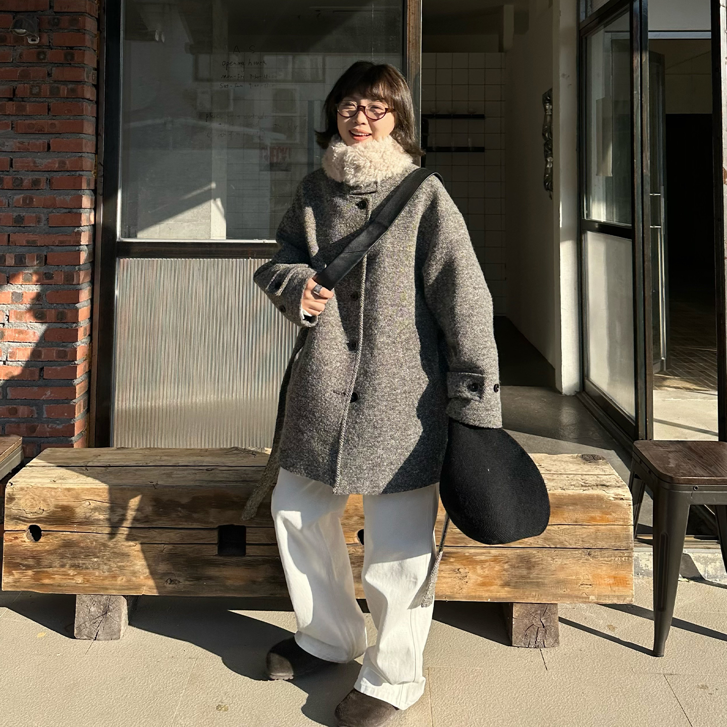 Our2【圣诞杂色大衣】羊毛复古设计师水洗立领夹棉毛呢大衣