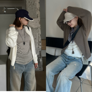 宽松显瘦百搭毛针织开衫 软糯上衣 毛衣女秋冬新款 Our2浣熊毛开衫