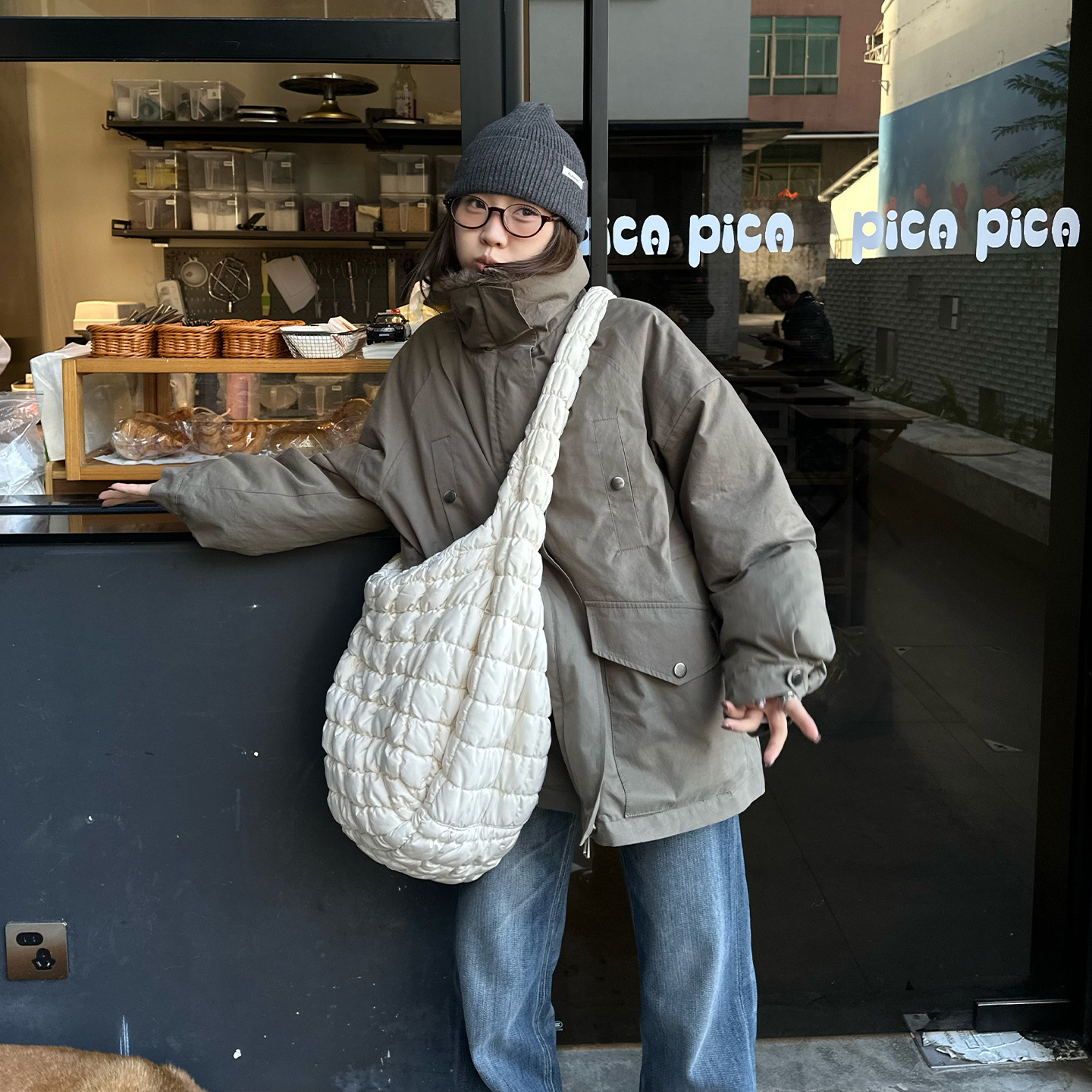 Our2【派克羽绒】2025秋冬时尚设计款中长款保暖派克羽绒服外套女