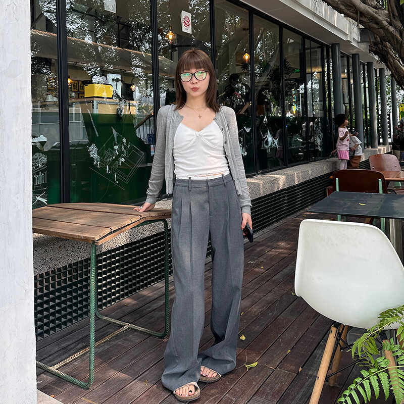 Our2气质高腰垂感西装裤女2024夏季新款休闲直筒显瘦阔腿长裤,女装/女士精品,西装裤/正装裤,淘宝优惠券,粉丝福利购,淘宝优惠卷