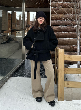 Our2【金*敏喜大衣】新款秋冬时尚羊毛设计感韩版纽扣百搭大衣女