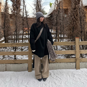 手工双面呢一粒扣 2025女生慵懒秋冬季 韩版 Our2 中长款 毛呢大衣