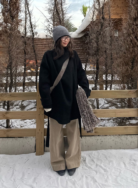 Our2【手工双面呢一粒扣】2025女生慵懒秋冬季韩版中长款毛呢大衣