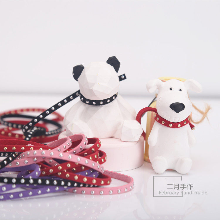 DIY香薰石膏蜡烛牌装饰 铆钉绒皮绳狗头脖颈圈斗牛犬项圈挂绳