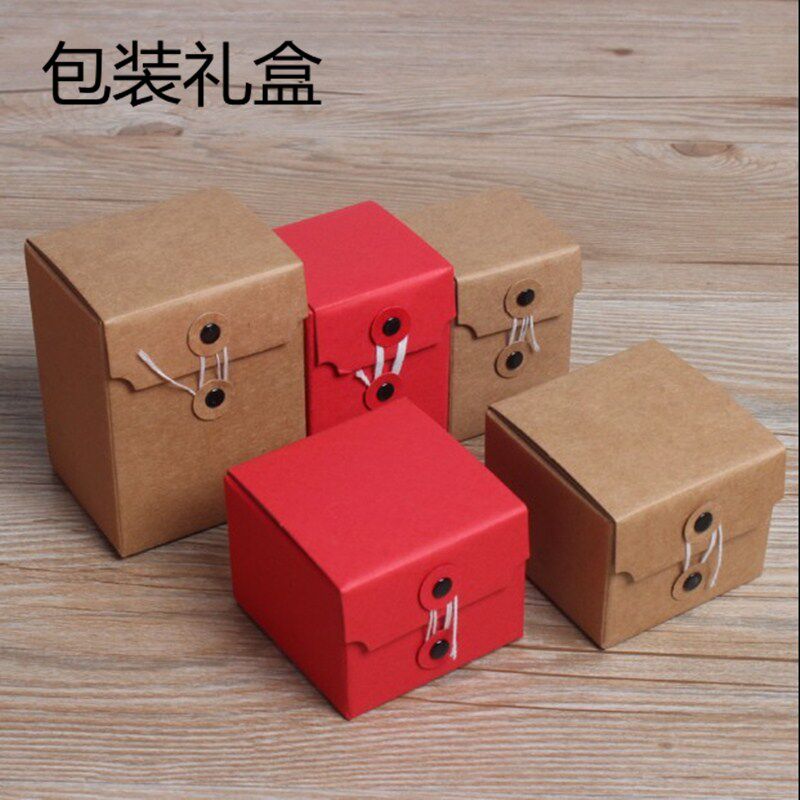 圣诞节diy香薰蜡烛包装盒 信封扣加厚牛皮纸 扩香石红色方形盒子