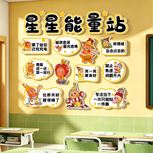 幼儿园星星能量站教室文化墙贴
