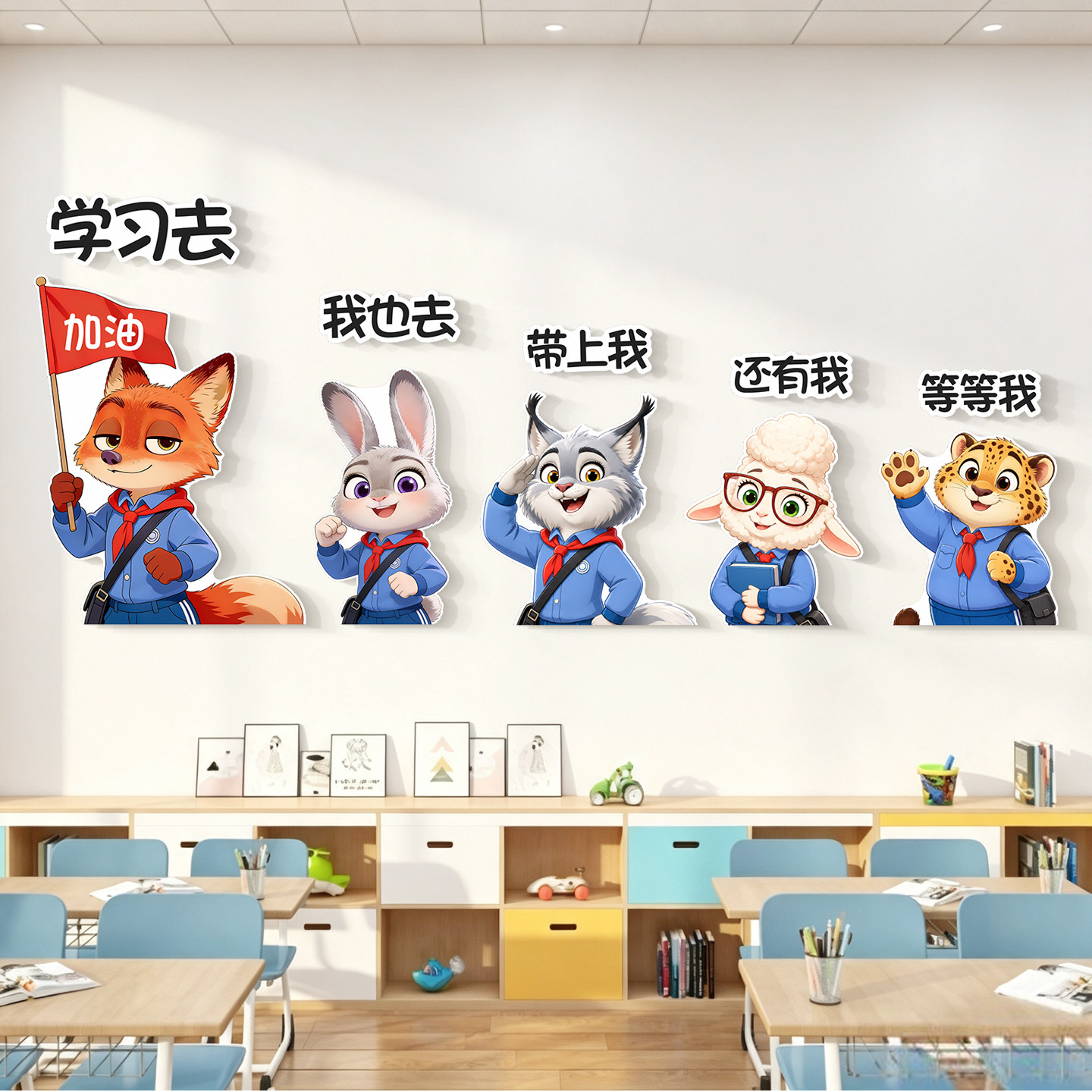 疯狂动物城教室氛围布置文化墙贴励志标语高级感黑板磁吸贴初高中