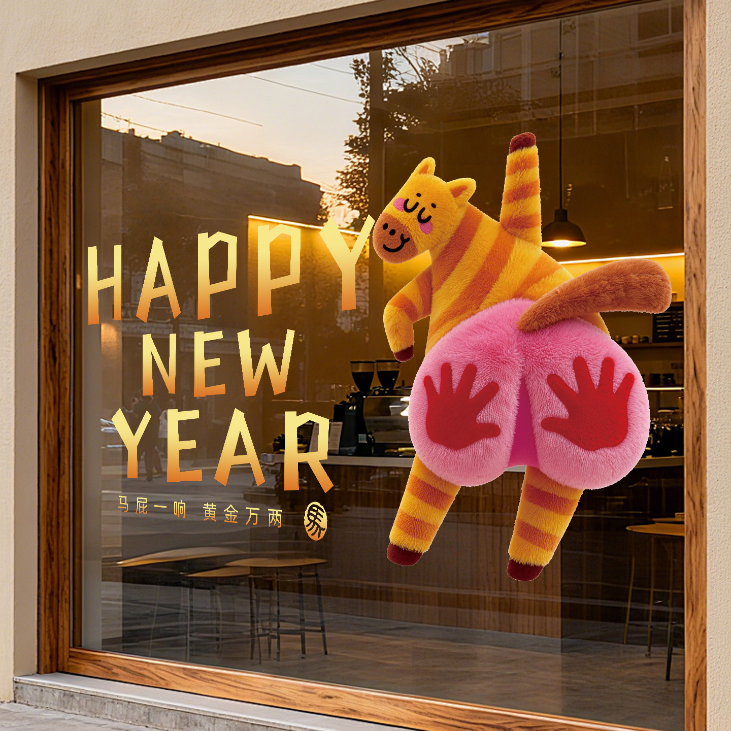 马年拍马屁打卡墙贴纸网红新年氛围布置玻璃橱窗窗贴商场静电贴,家居饰品,门贴,淘宝优惠券,粉丝福利购,淘宝优惠卷