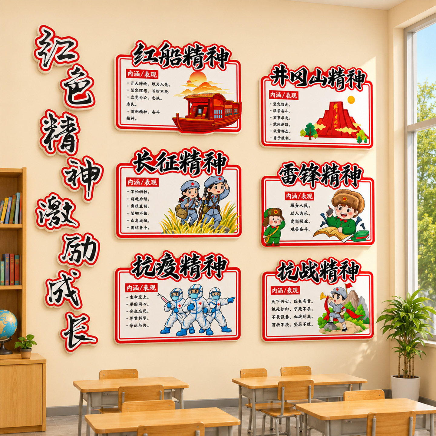 党建教室氛围装饰爱国主题文化墙贴黑板磁吸贴画红色班级墙面布置