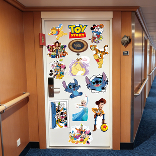 迪士尼游轮门贴磁吸入户门装饰贴冰箱贴卡通动漫可爱贴纸定制氛围
