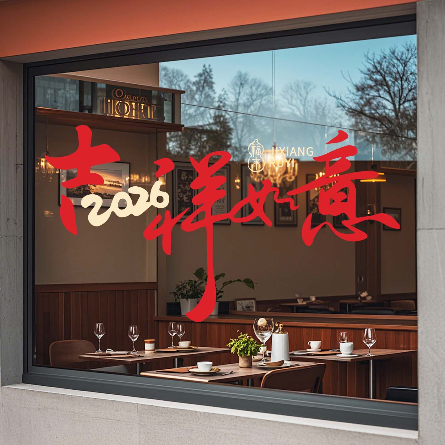 2026马年贴画酒店玻璃贴纸
