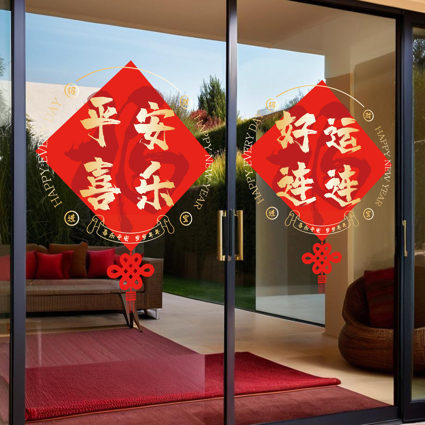 马年窗花静电贴2026新年装饰