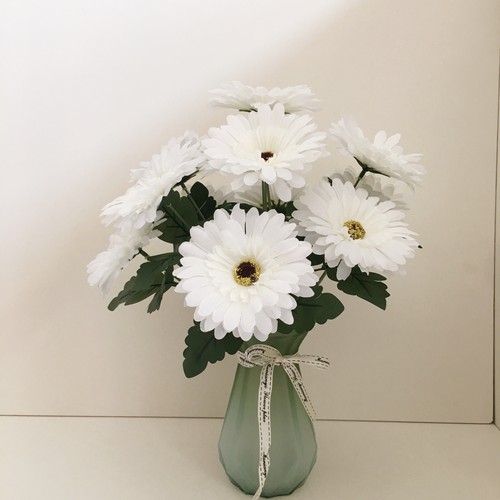 供奉祭祀仿真花假花菊花绢花花瓶摆件花卉玻璃花瓶套装清明供佛