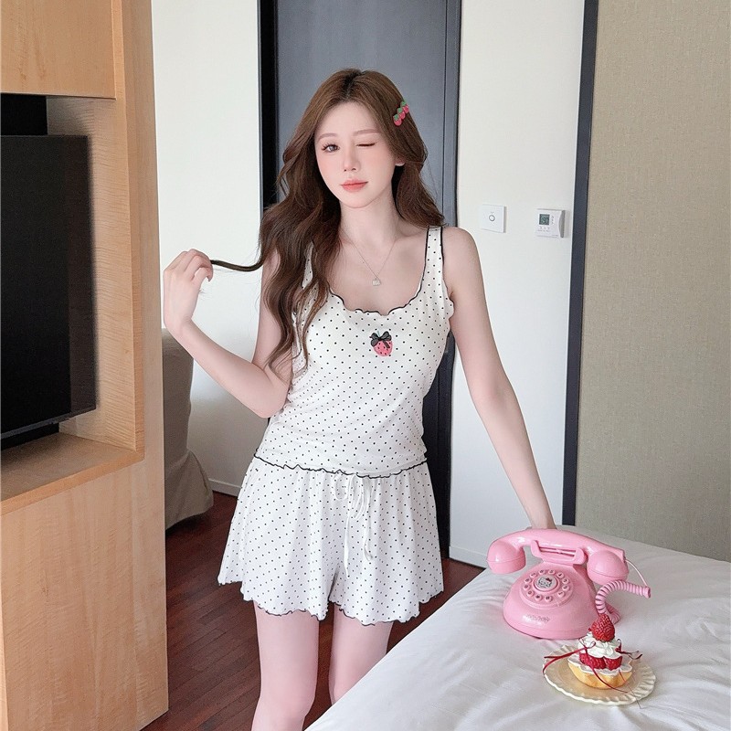 吊带睡衣女款夏季2025新款纯欲性感莫代尔可爱背心短裤家居服套装