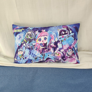 蛋仔儿童枕头幼小中学生午休趴睡枕护颈乳胶枕芯靠垫抱枕套环保印