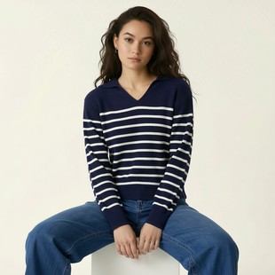 26新款女装机洗半开领罗纹针织衫毛衣舒适百搭时尚483919-480414