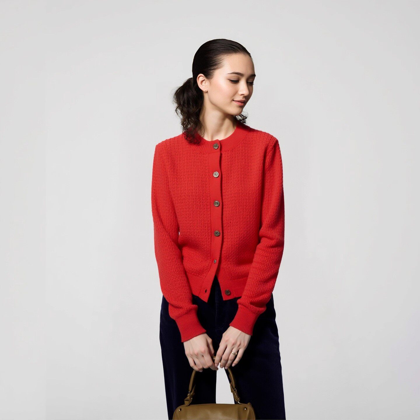 混纺圆领针织开衫/时尚休闲毛衣