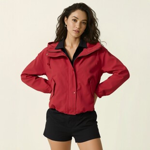 休闲款 2026新款 短外套女早秋保暖时尚 连帽长袖 481600 防风夹克女装