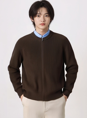 官网299！男装女装圆领针织开衫长袖毛衣毛衫外套2025新款479731