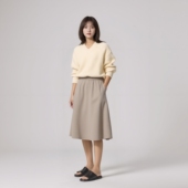 半身裙裙子2025新款 官网199女装 绒面针织喇叭中裙 秋冬裙子481434