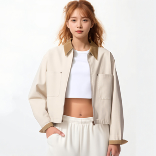 夹克2025春秋新款 外套翻领时尚 479208 休闲拉链短茄克 官网349女装